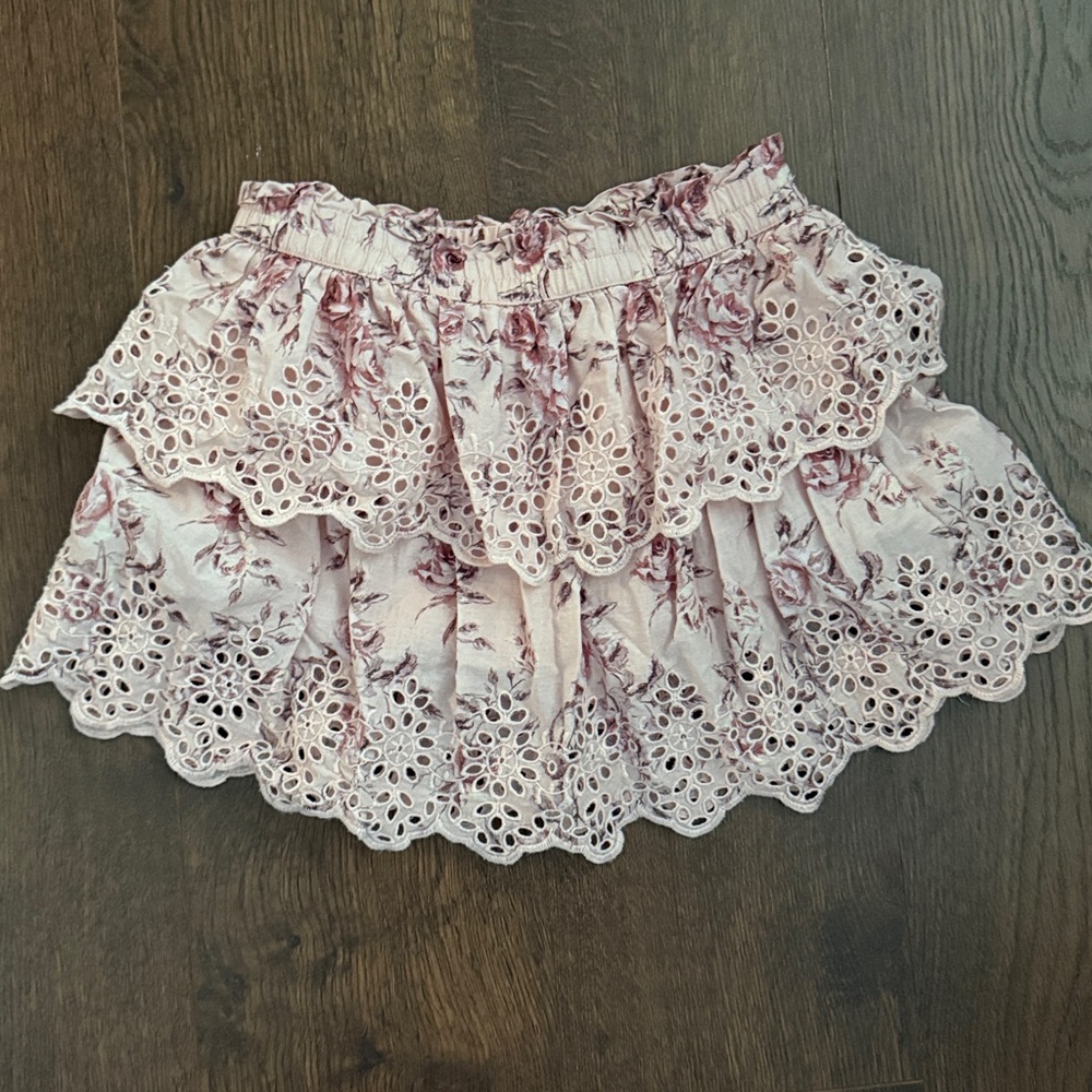 Floral Lace Kids Skirt - Pink